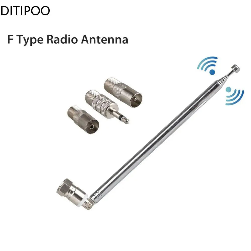 F Type Telescopic Aerial Antenna 75 Ohm with TV / 3.5 Adapter Wave Radio FM Oasis Select