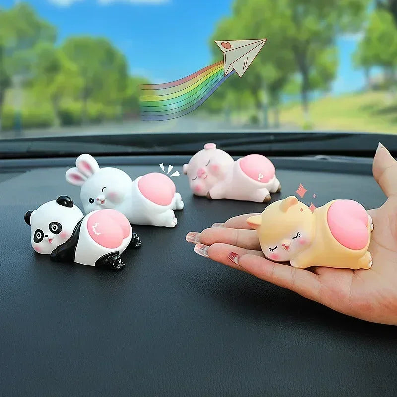 Cute Cartoon Car Ornaments Creative Panda Pig Doll Center Console Decorative Accessories Unpacking Car Interior Ornaments Oasis Select