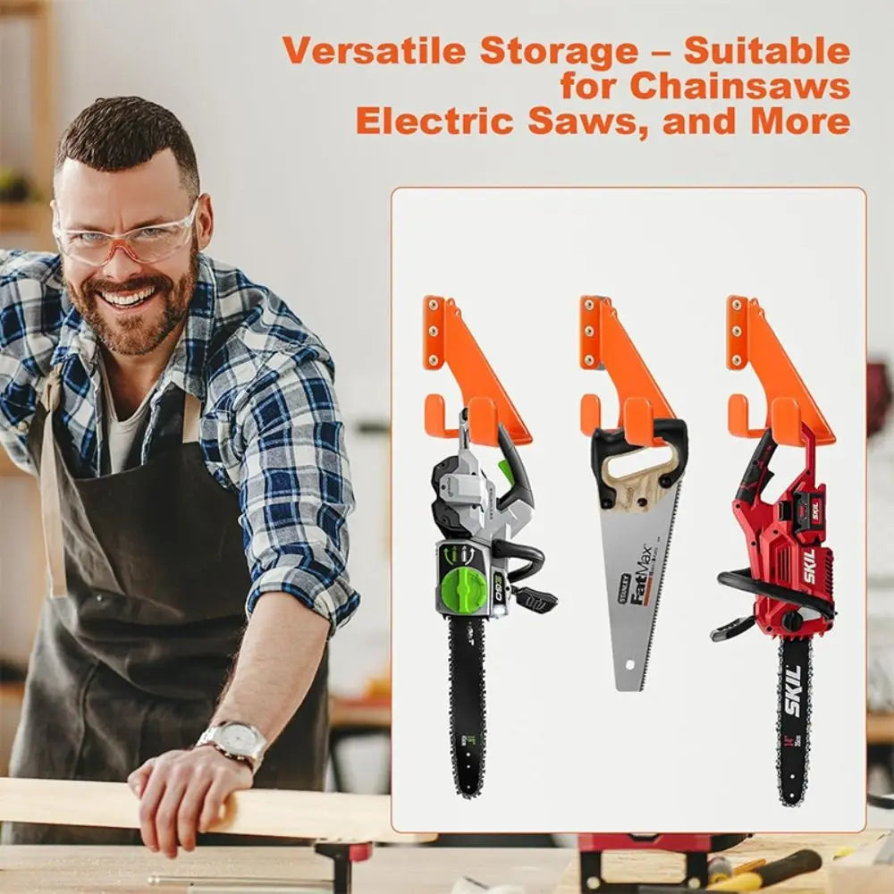 Heavy Duty Metal Chainsaw Wall Mount Hanger | Garage Storage