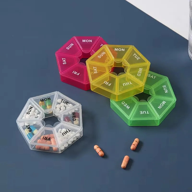 1/2/3pcs Portable Mini Seven Days Small Pill Box One Week Seven Days A Week Pill Organizers Multifunctional Medicine Case Oasis Select
