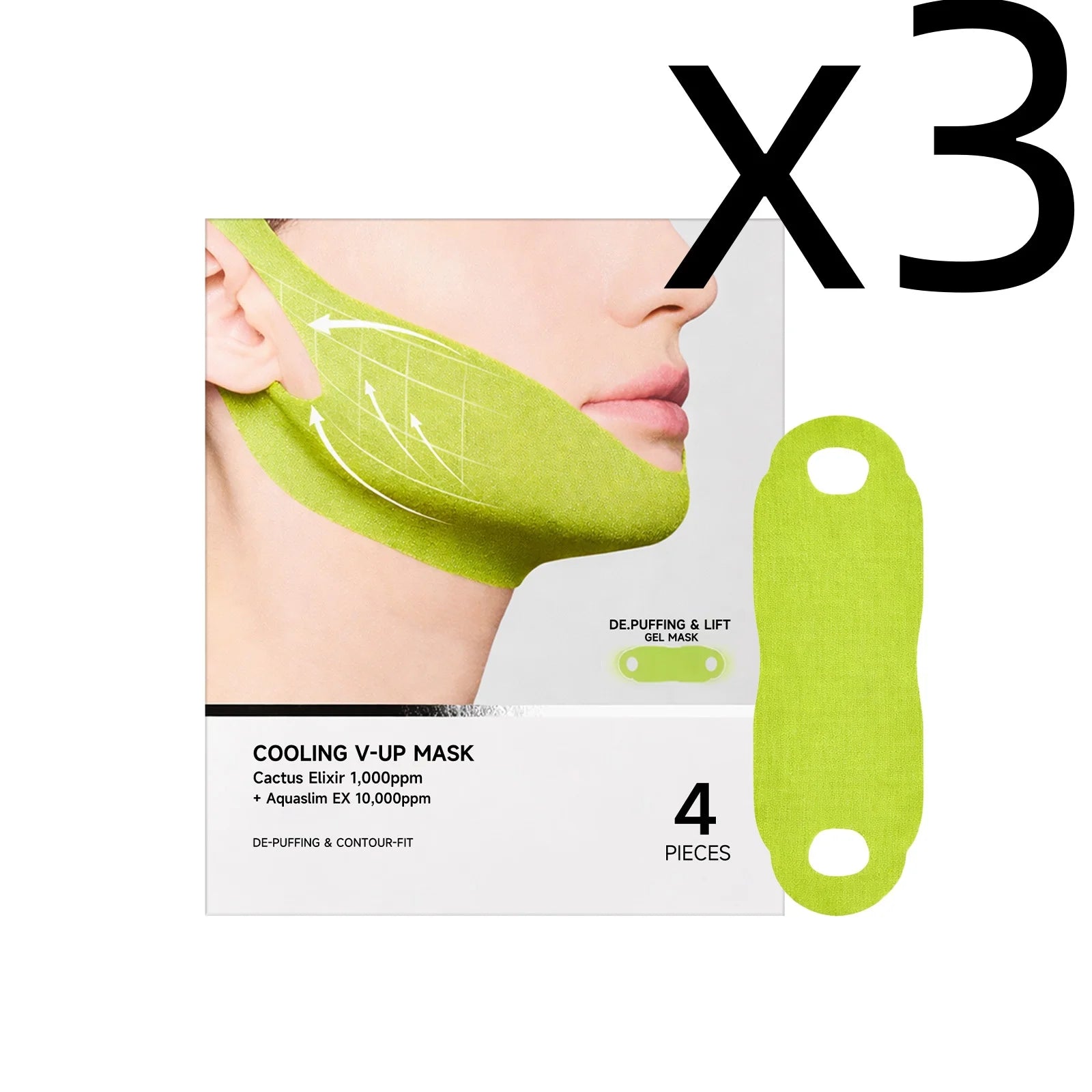 Centella Asiatica Face Lifting Mask Lift Facial Contour Tighten Skin Firm Cheek Enhance Firmness Easy Apply Face Shaping Bandage Oasis Select 4pcs Boxed X 3PCS
