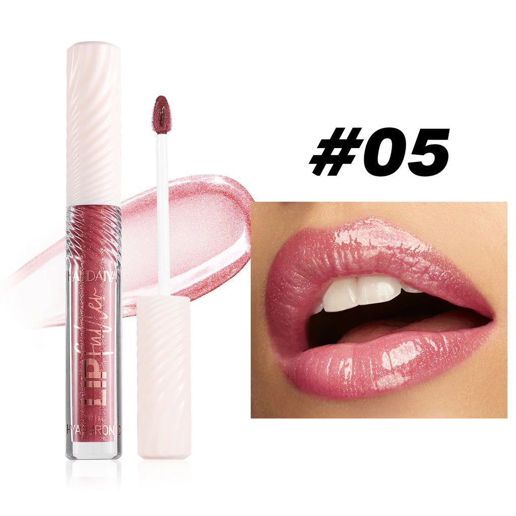 HANDAIYAN 8 Color Mirror Lip Gloss with Hyaluronic Acid Hydrating Moisturizing Pearl Infused Glossy Lipstick for Plump Lips Oasis Select 05