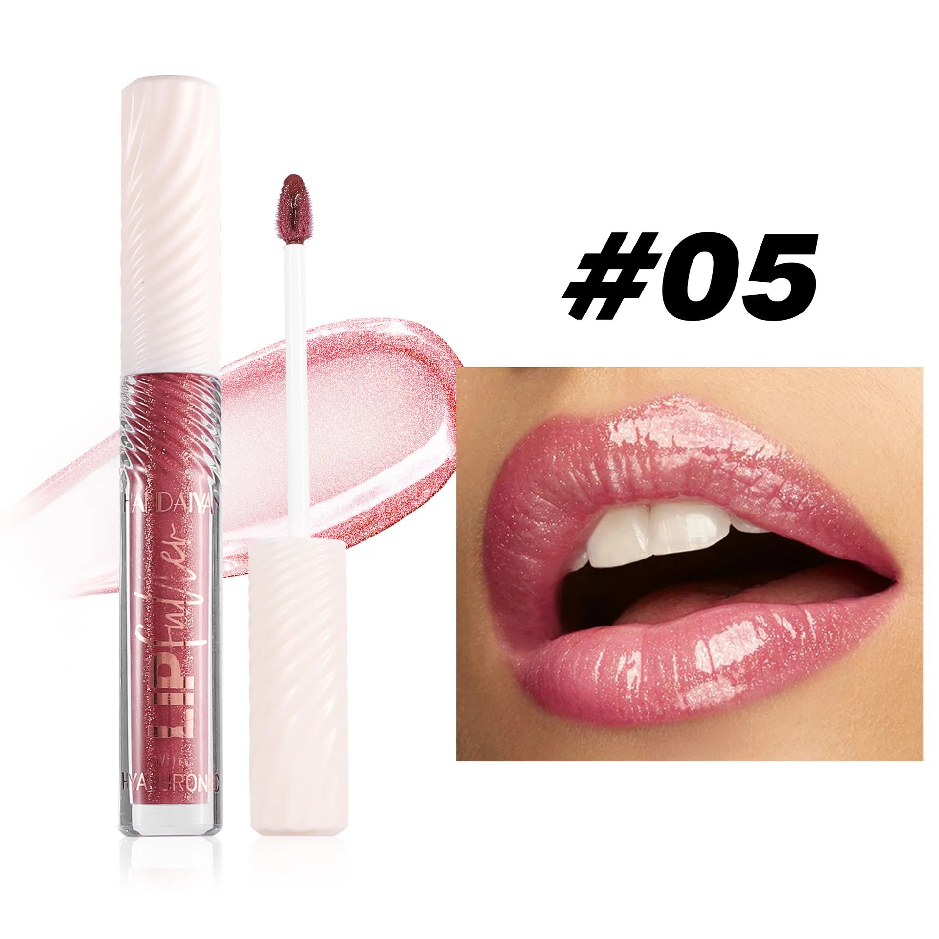 HANDAIYAN 8 Color Mirror Lip Gloss with Hyaluronic Acid Hydrating Moisturizing Pearl Infused Glossy Lipstick for Plump Lips Oasis Select 05