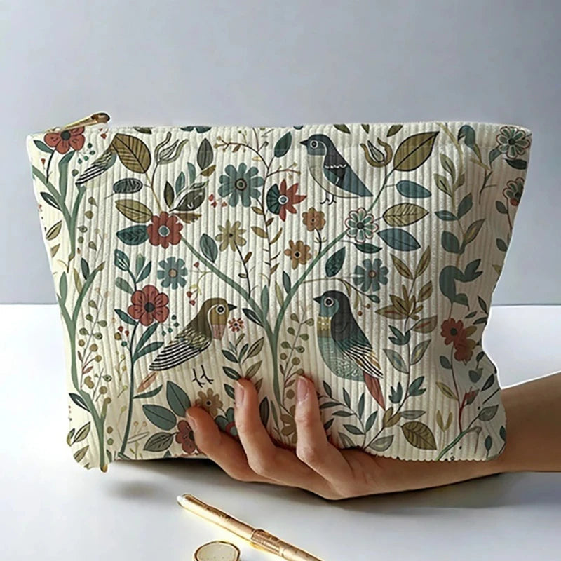 Corduroy Niche Versatile Makeup Bag New High-end Large Capacity Storage Portable Handbag Makeup and Wash Bag Oasis Select