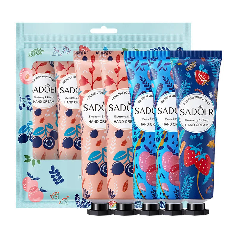5Pcs Set Fragrance Hand Cream Smooth Refreshing Long-lasting Hydration Moisturizing Hand Care Christmas Gift Oasis Select 5PCS Fruit fragrance