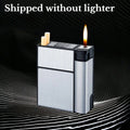 20PCS Capacity Metal Cigarette Case for 84mm Size with Lighter Case, Creative Cigarette Box Case Anti Pressure Moisture-proof Oasis Select SILVER