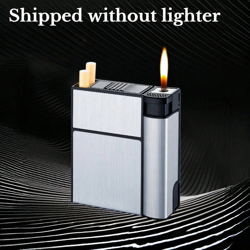 20PCS Capacity Metal Cigarette Case for 84mm Size with Lighter Case, Creative Cigarette Box Case Anti Pressure Moisture-proof Oasis Select SILVER
