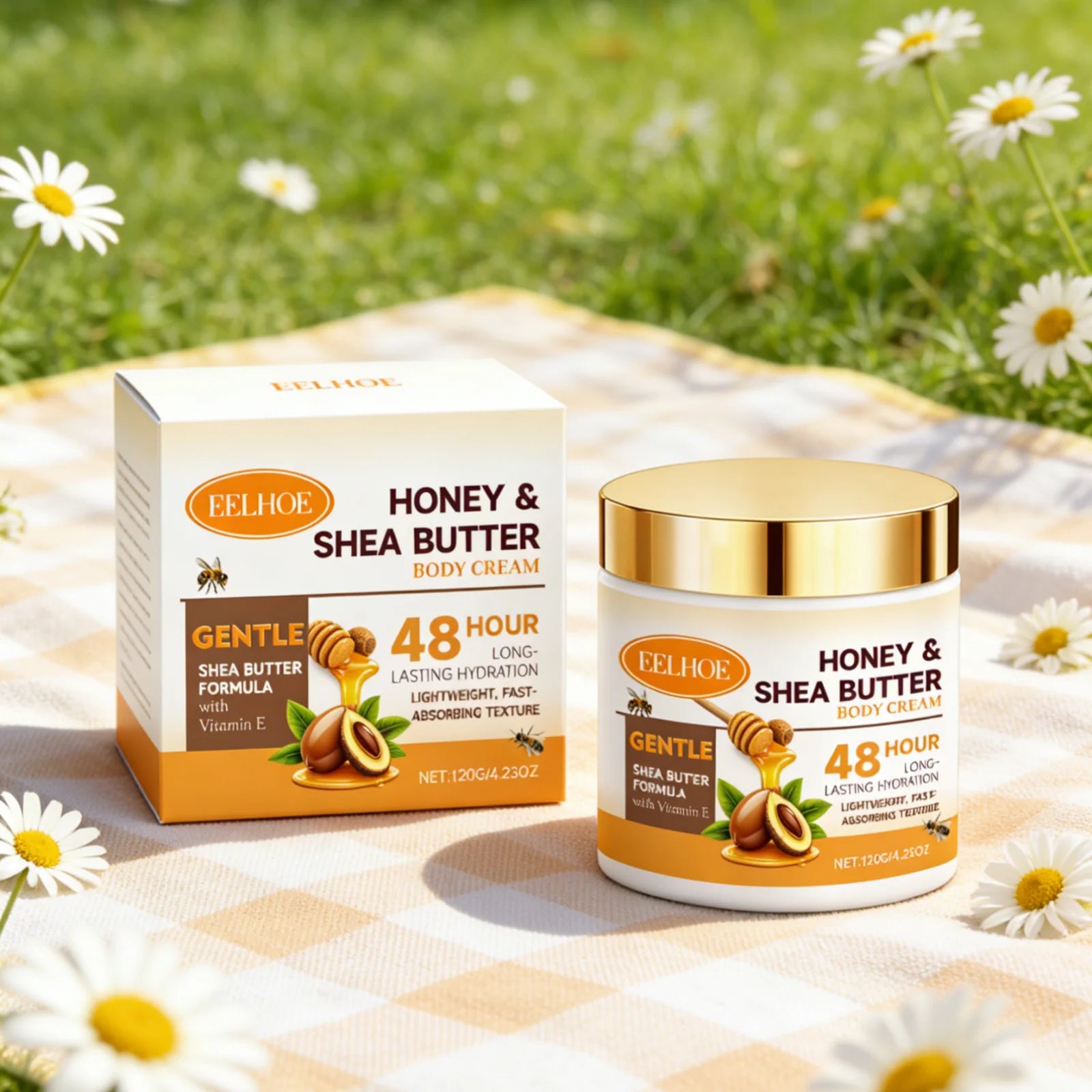 Eelhoe Honey Shea Butter Body Cream Soften Skin Nourish Refreshing Lightweight Gentle Formula Deep Moisturizing Body Lotion 120g Oasis Select
