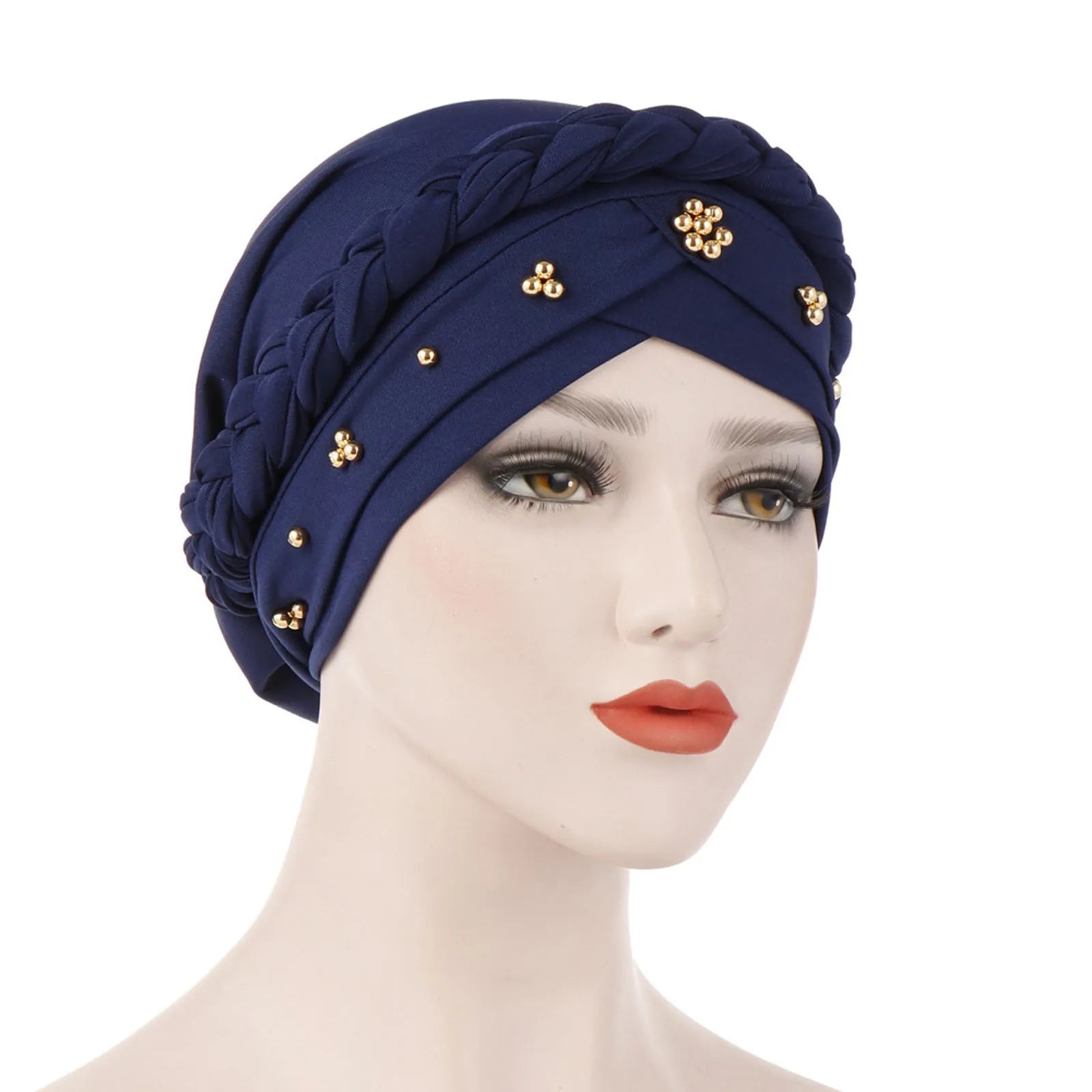 Muslim Women Inner Hijab Turban Bonnet Cap – Pearl Solid Hijab Turban Cap Oasis Select Navy