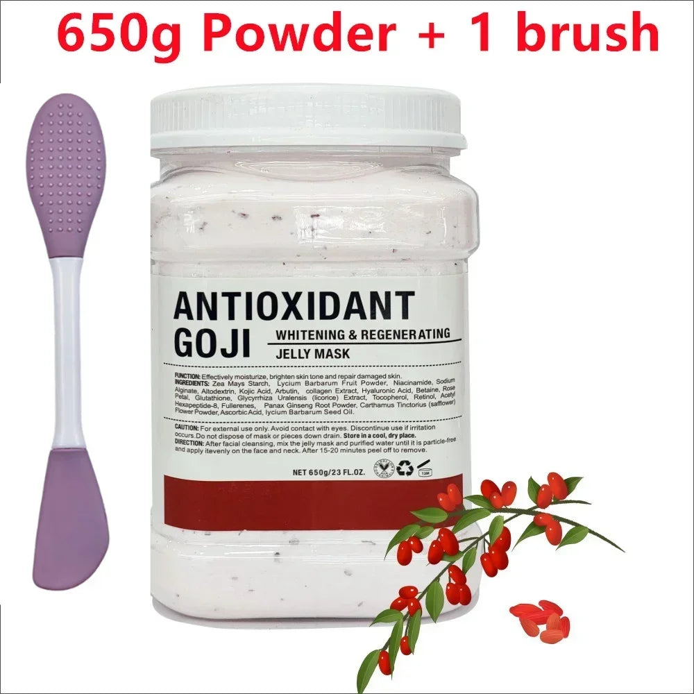 650g Chamomile Hyaluronic Acid Facial Moisturizing Mask Powder with Silicone Brush Increasing Skin Elasticity Rose Jelly Mask Oasis Select B- Goji