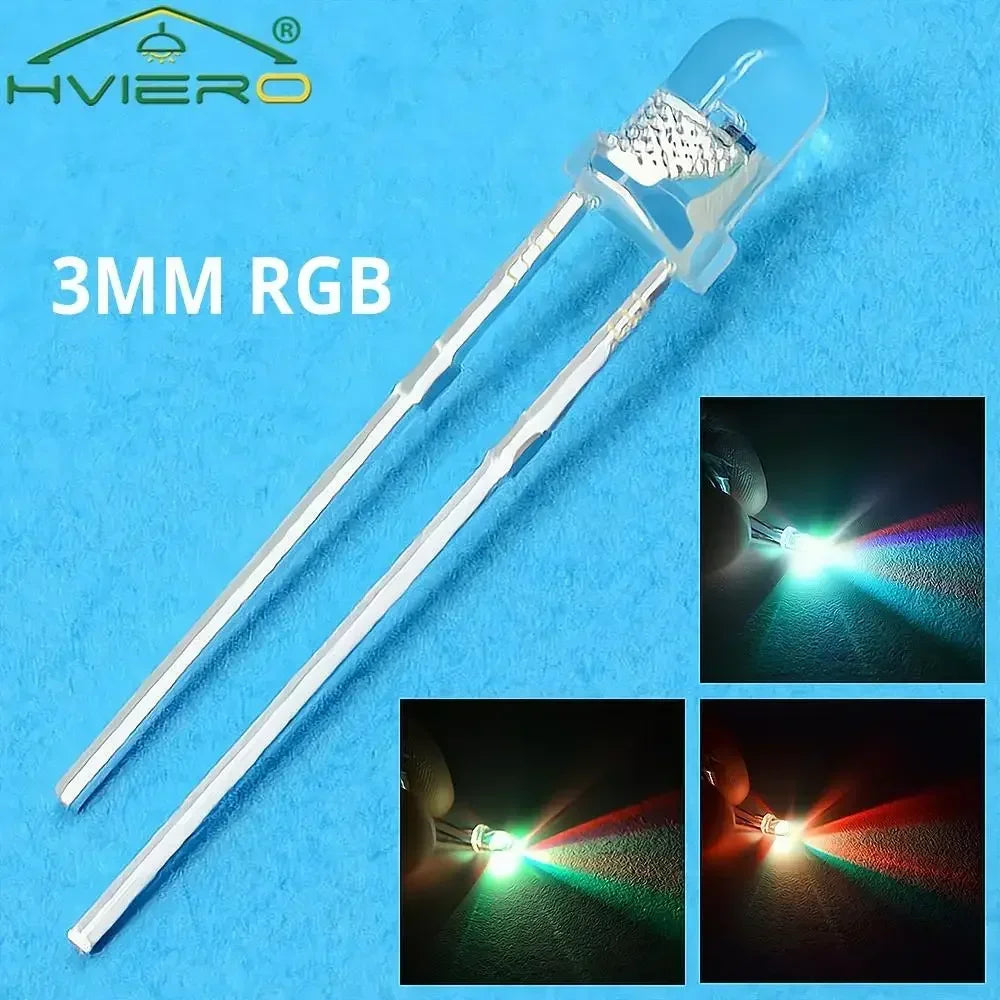 10PCS 3mm RGB Flash LED Diodes – Fast & Slow Rainbow Color