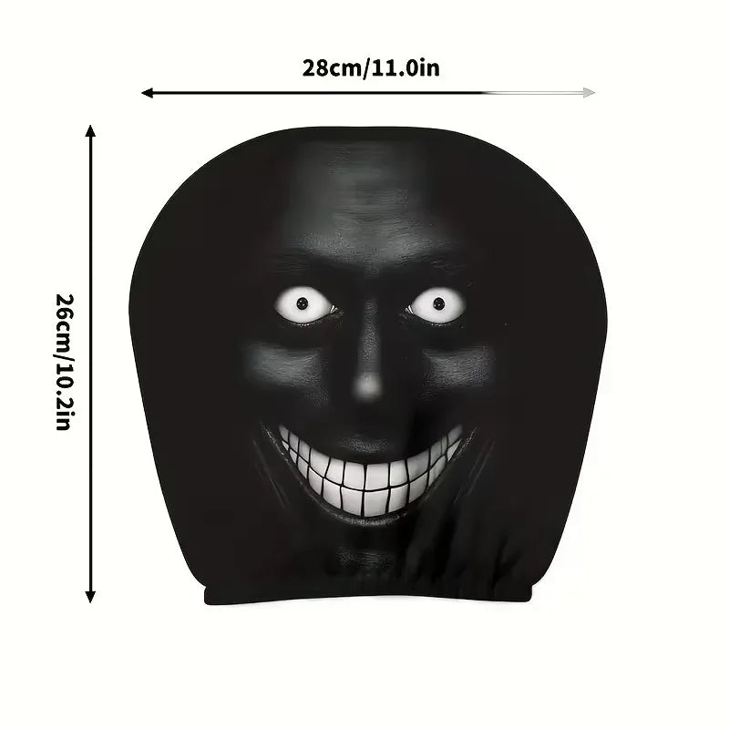 Easy Install Universal Fit 2Pcs Halloween Horror Face Car Headrest Covers Soft Polyester Washable Dustproof Protective Sleeve Oasis Select B 2PCS