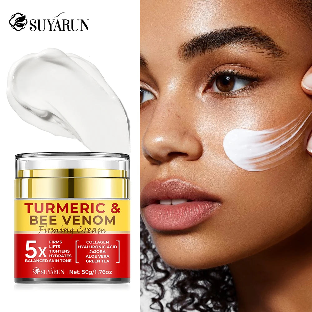 SUYARUN Turmeric & Bee Venom Firming Face Cream - Anti-Aging, Tightening, Moisturizing Skin Care. Day & Night Use Oasis Select