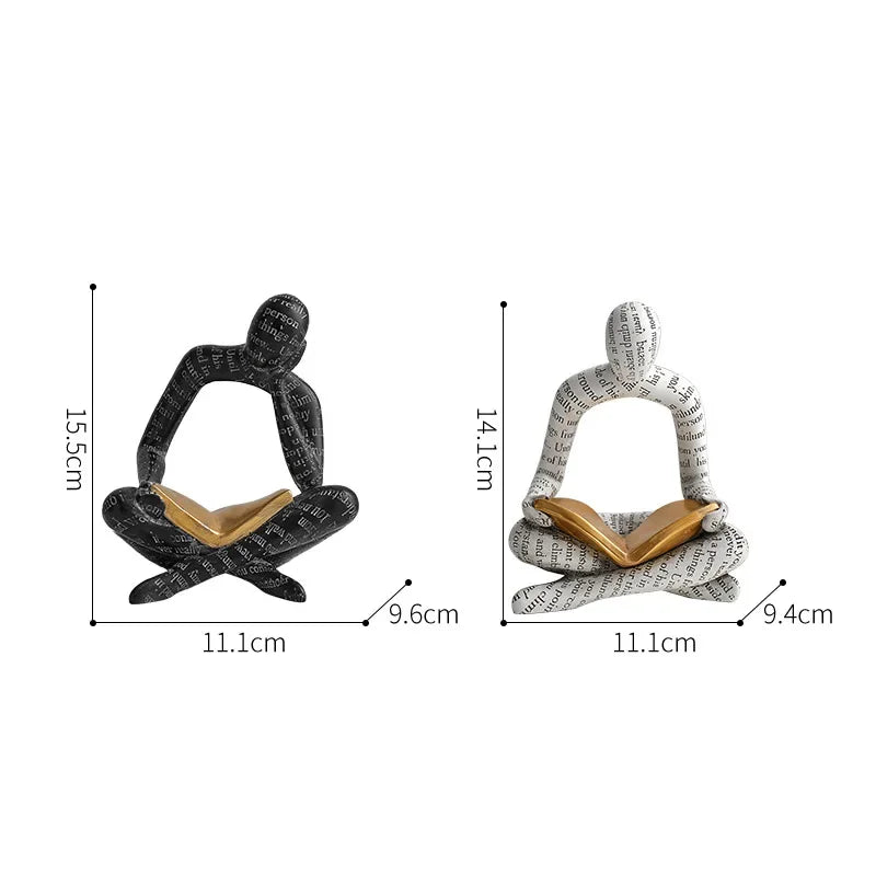 Reading Woman Statue Resin Abstract Thinker Desktop Sculptures Home Room Bedroom Figurine Livingroom Ornaments Decoration Oasis Select