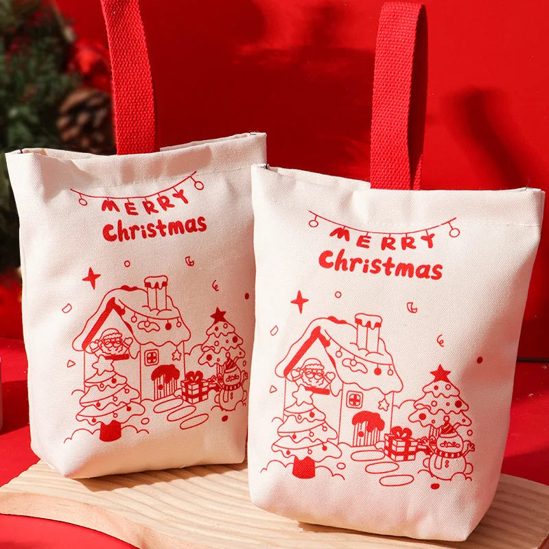 Christmas Canvas Gift Bag – Candy & Snack Tote | Holiday Bag