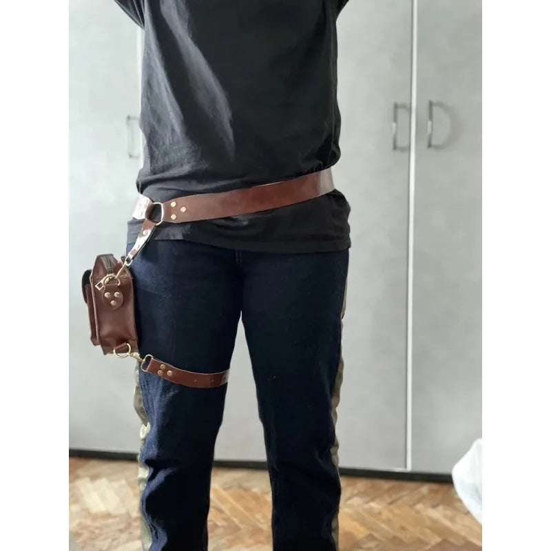 Retro Punk Retro PU Waist Bag Hip Packs for Women Crossbody Cross Multi-function Outdoor Leg Phone Pouch Fanny Pack Belt Bag Oasis Select