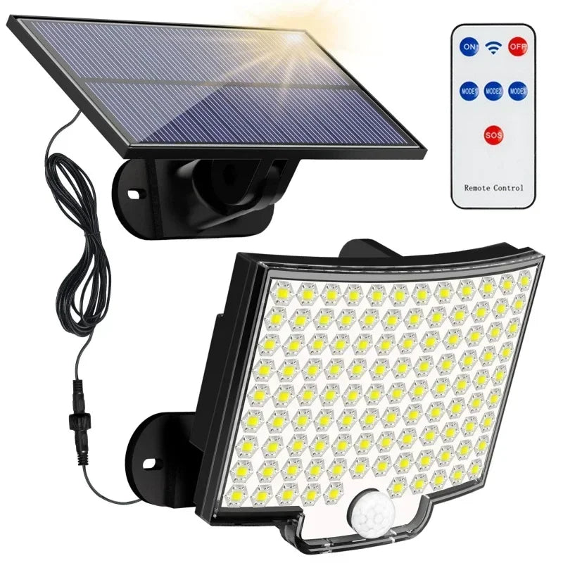 Solar Lights Outdoor 3 Modes Motion Sensor Flood Lights 234LED Solar Wall Lights for Outside Yard Garden Fence Pathway Lighting Oasis Select remote control