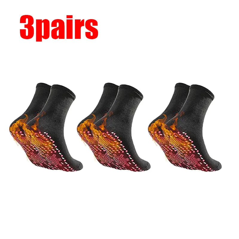 1/2/3/4/6Pairs Self-Heating Shaping Socks Pain Relief Whole Foot Thermal Socks Tourmaline Cold-Resistant for Men Women Outdoor Oasis Select 3pairs Black One Size