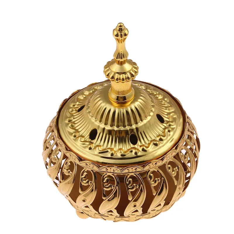 Incense Burner Holder Metal Censer Cone Arabian Stick Frankincense Vintage Bakhoor Coil Ash Catcher Iron Aromatherapy Fragrance Oasis Select
