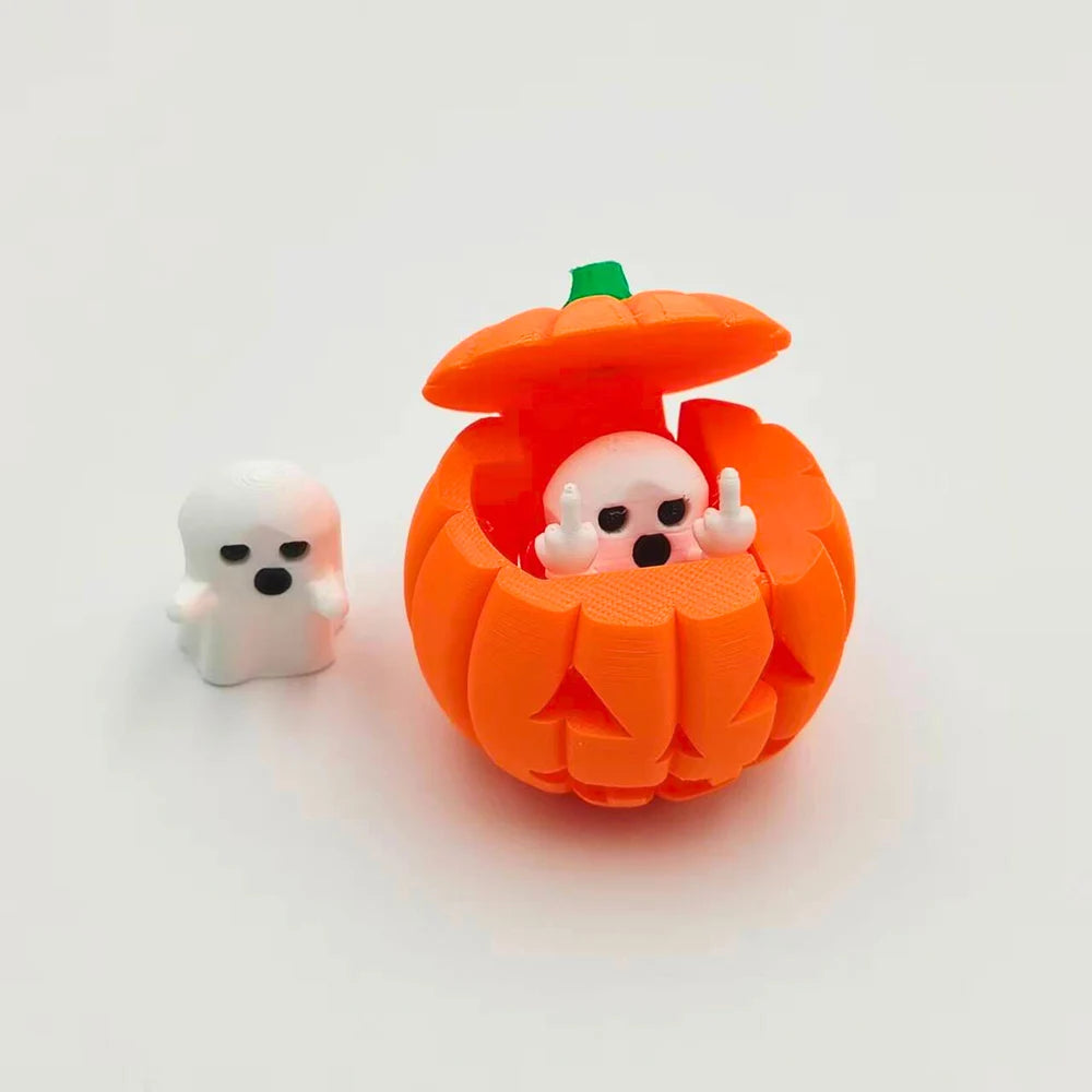 Creative Pumpkin Ghost Night Desktop Ornament Funny 3D Printing Pumpkin Ghost Decorative For Festival Halloween Party Oasis Select