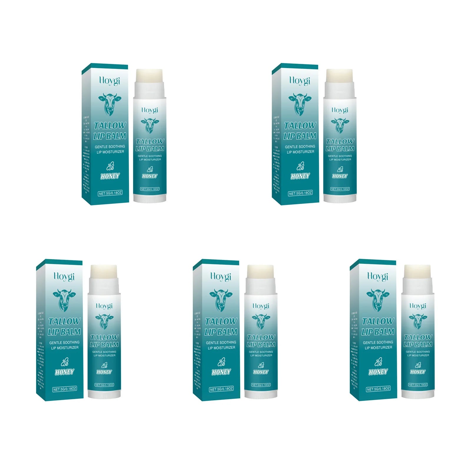 Hoygi Tallow & Honey Lip Balm – Moisturize, Plump & Smooth Tallow Lip Balm Oasis Select 5Pcs