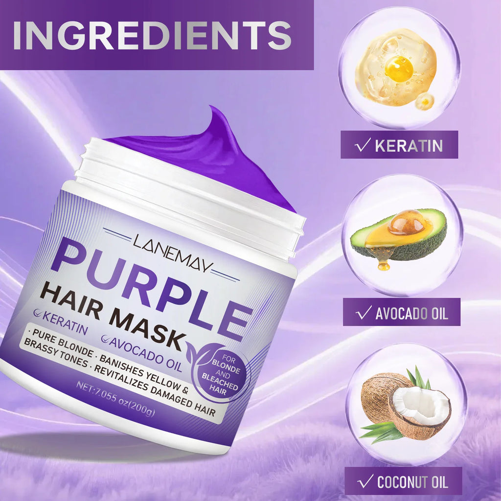 Keratin Avocado Oil Purple Hair Mask – Toning Bleached Hair 200g