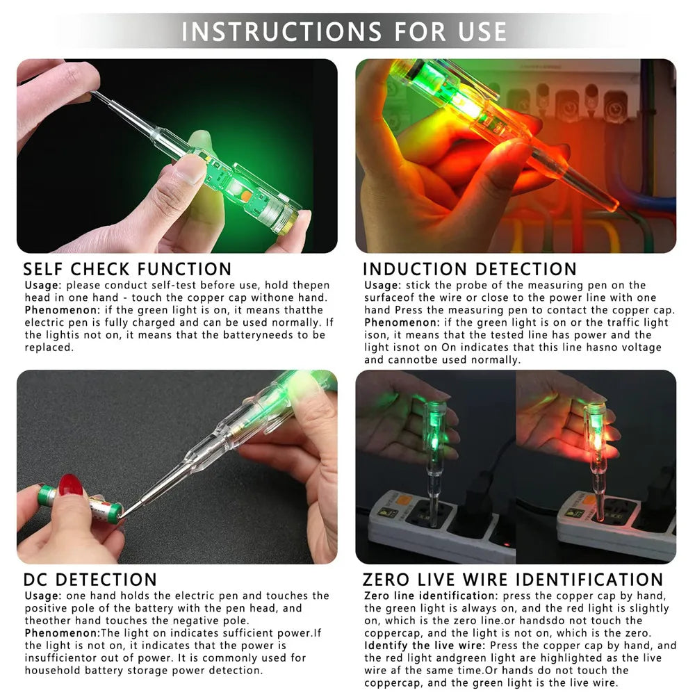 Intelligent Voltage Tester Pen AC Non-contact Induction Test Pencil Voltmeter Power Detector Electrical Screwdriver Indicator Oasis Select