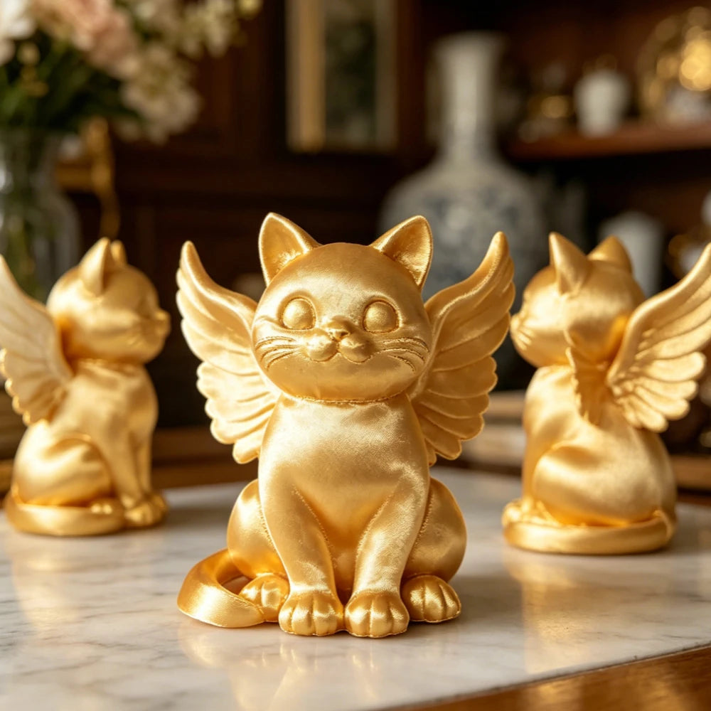 Sweet Angel Cat Figurine Winged Kitten Statue Cute Animal Pet Memorial Ornaments for Home Office Desk Bedroom Garden Decor Gifts Oasis Select