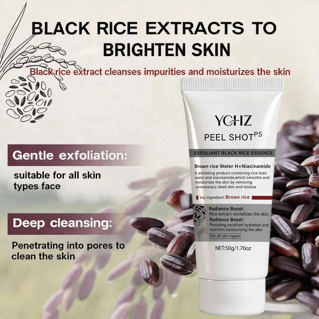 YCHZ Brown Rice Exfoliating Gel – Smooth & Moisturize Skin