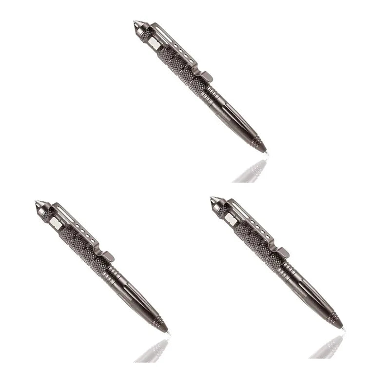 1/2/3/4pcs Multi Functional Tactical Pen High Quality Aluminum Anti Skid Portable Self Pen Steel Glass Breaker Survival Tool Oasis Select 3pcs Grey