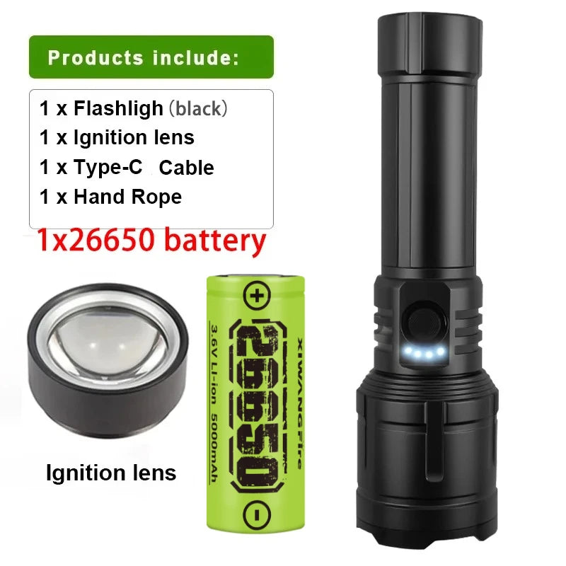 ZHIYU 3-in-1 Rechargeable Flashlight, Lighter & Power Bank 1200LM