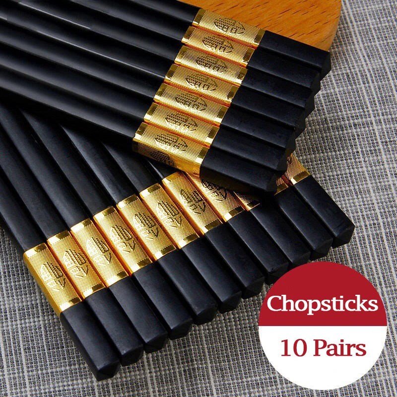 10-Pair Reusable Alloy Chopsticks – Japanese & Korean Sushi Set Reusable Chopstick Set Oasis Select