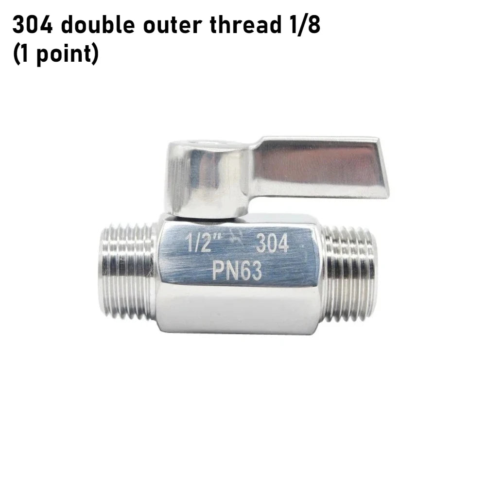 304 Stainless Steel Mini Ball Valve 1 2 3 4 6 Points PN63 Internal Thread External Thread for Water Oil Acid Two-way Ball Valve Oasis Select DN6 C