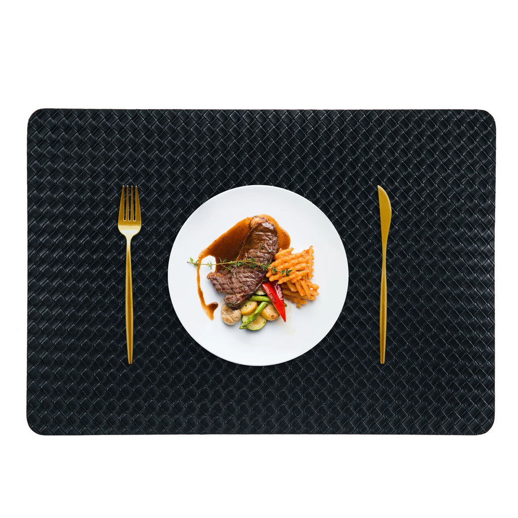 Nordic-style Double-sided Woven Leather Placemats Table Heat Insulation Pads and Home Heat-resistant Table Pads Oasis Select 1 black 43 30Cm oil edge