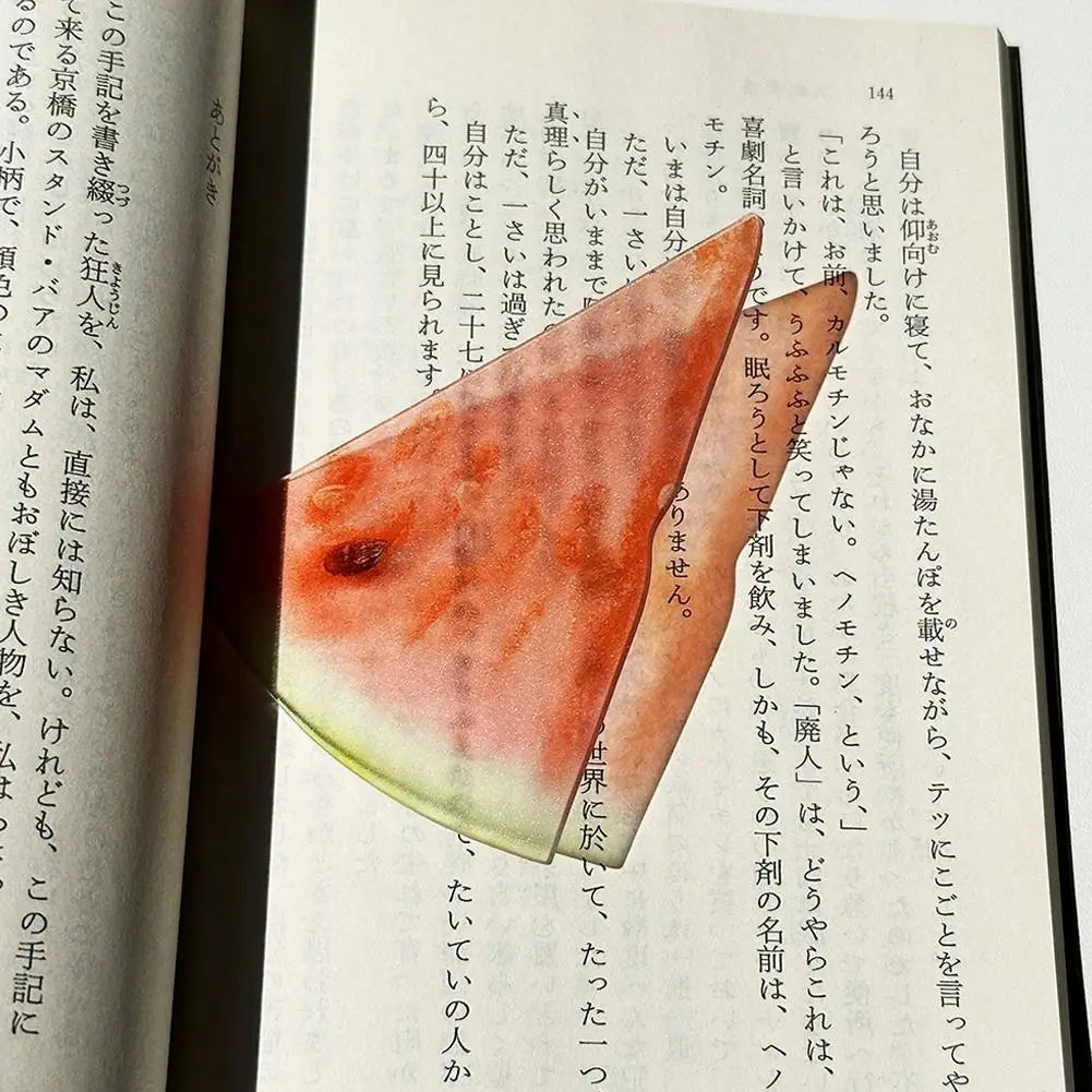 3D Effect Acrylic Fruit Bookmark Cute Translucent Watermelon Orange Page Clips Creative Reading Stationery Gift For Kids Friends Oasis Select watermelon
