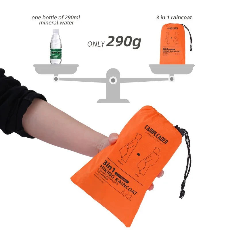 3-in-1 outdoor rain poncho is a waterproof multi-functional PU rain poncho suitable for hiking trekking camping and travel. Oasis Select