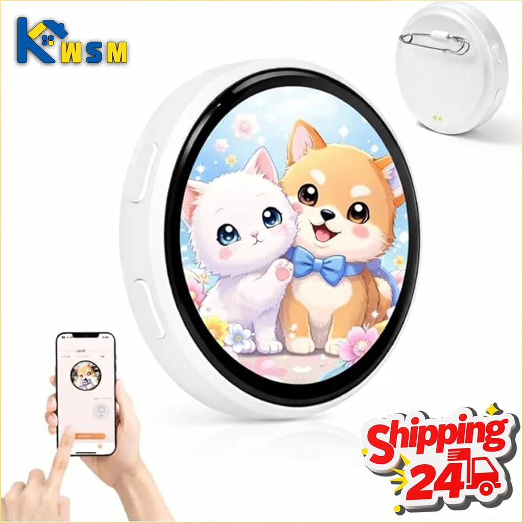 HD Touch Screen Smart Anime Electronic Badge with Video and GIF Display for Backpack Cosplay Durable Unique Gift Oasis Select