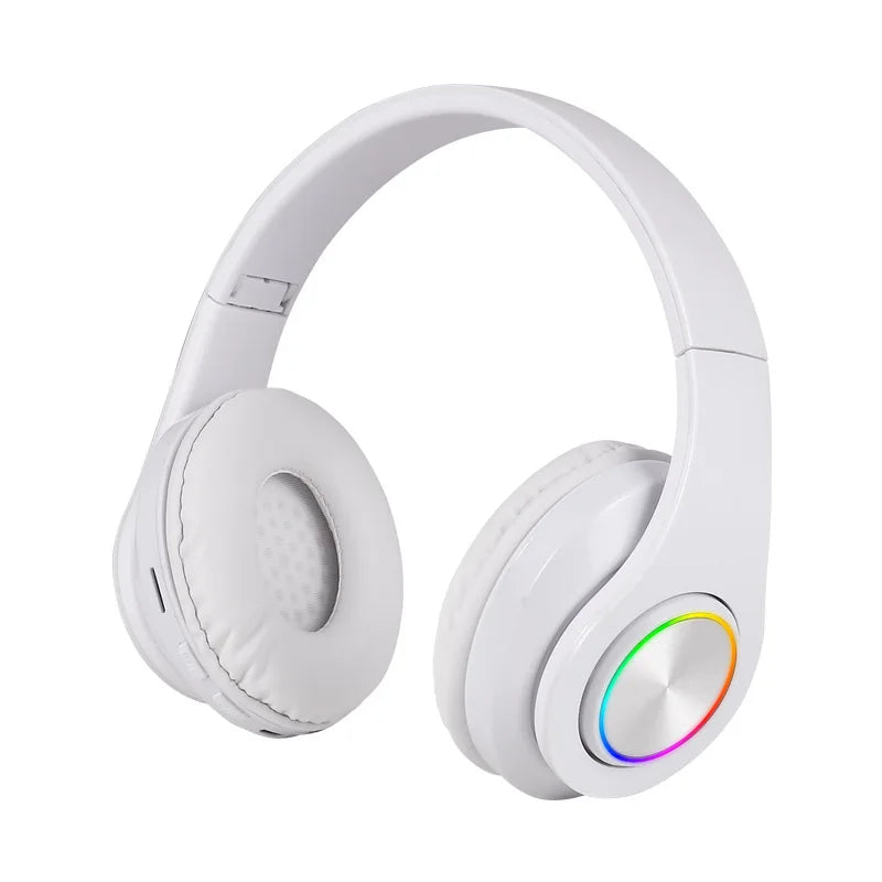 Wireless Bluetooth 5.0 Headphone With Microphone On-Ear Headset Stereo Sound Earphones Sports Gaming Foldable Headphones Game Oasis Select White