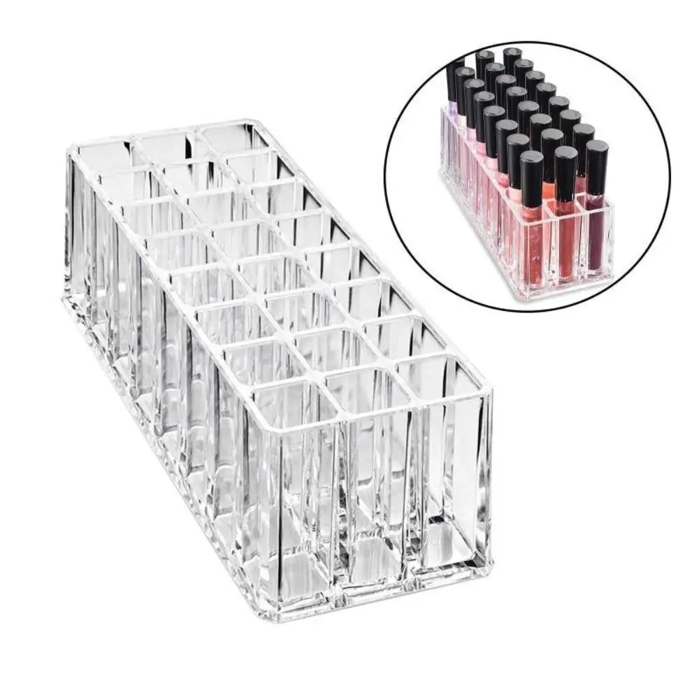 24-Slot Clear Acrylic Lipstick Holder & Makeup Organizer