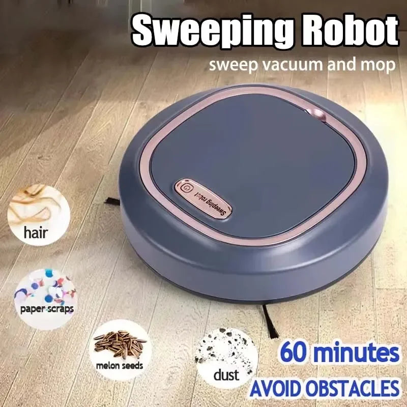 3-in-1 Smart Robot Vacuum – Sweep, Mop & Brush, 60-Min Run