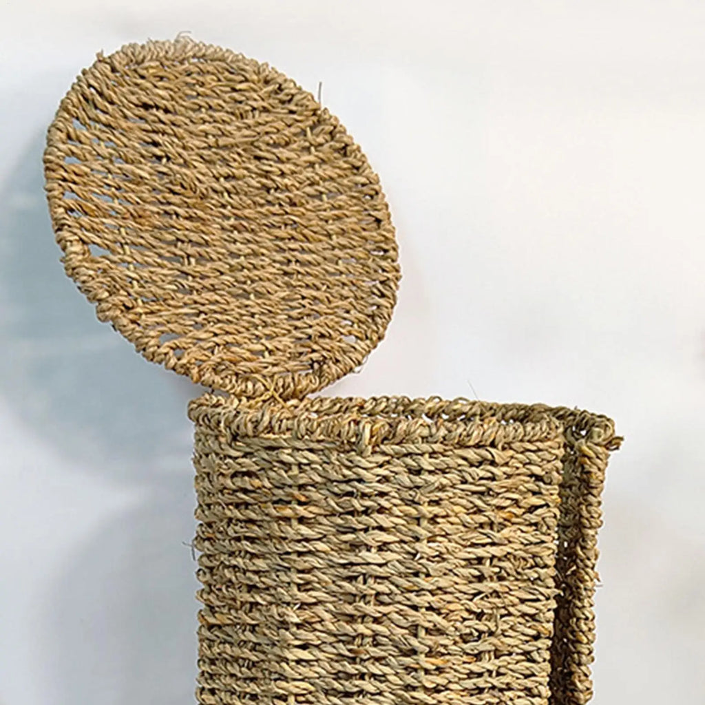 Toilet Paper Holder Handwoven storage basket No-Drill Bathroom Organizer with Cup Holder Bathroom Organizer Bathroom Decor Oasis Select