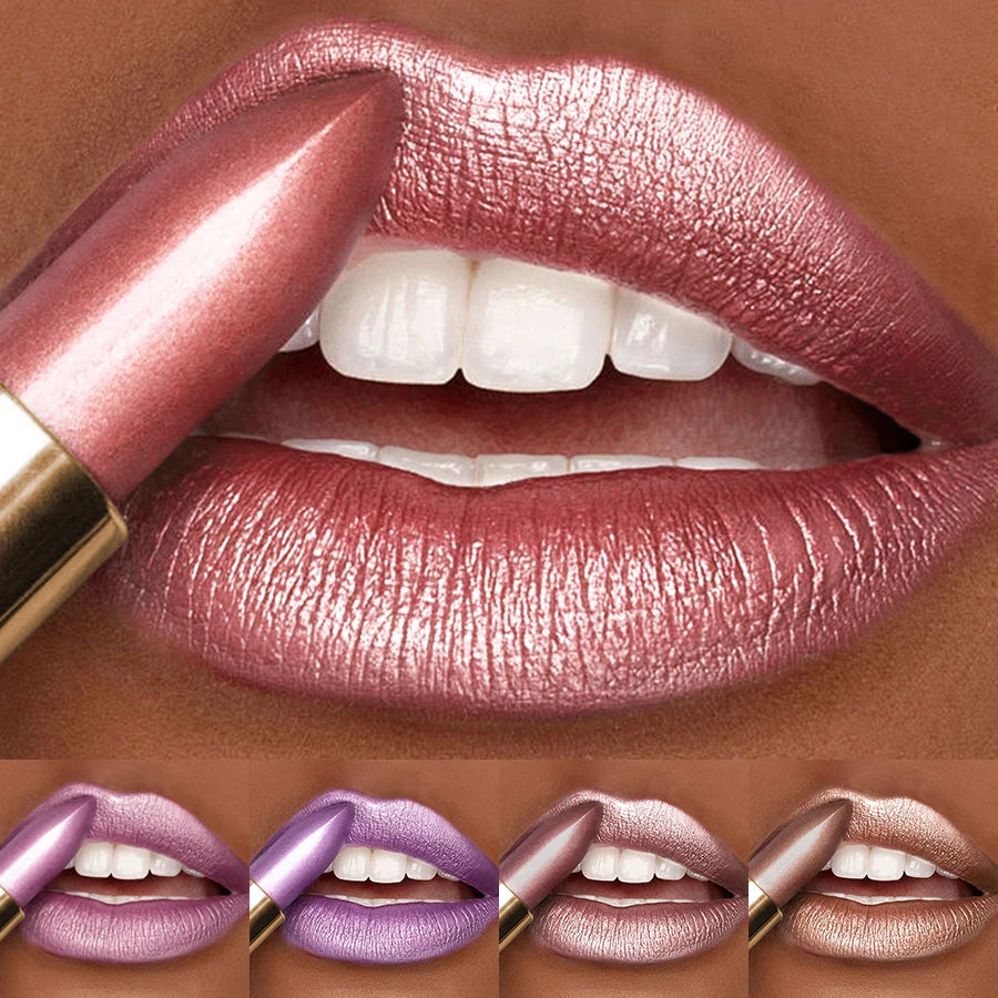 KAFURUX 16-Color Glitter Metallic Lipstick – Long-Lasting Matte