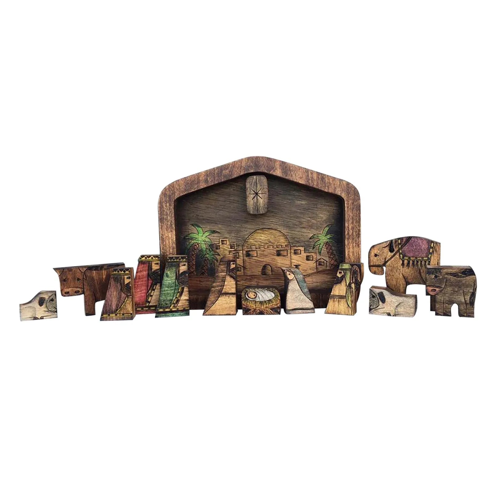 Easter Resurrection Scene Wooden Figurine – Risen Christ Decor Holiday Figurine Set Oasis Select G One Size