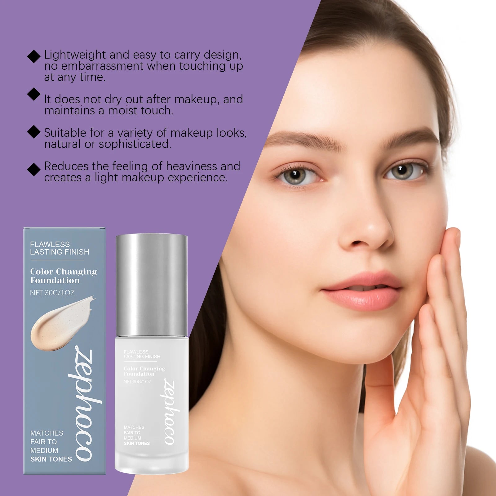 Color-Changing Hydrating Foundation – Lightweight Natural Finish Face Foundation Oasis Select
