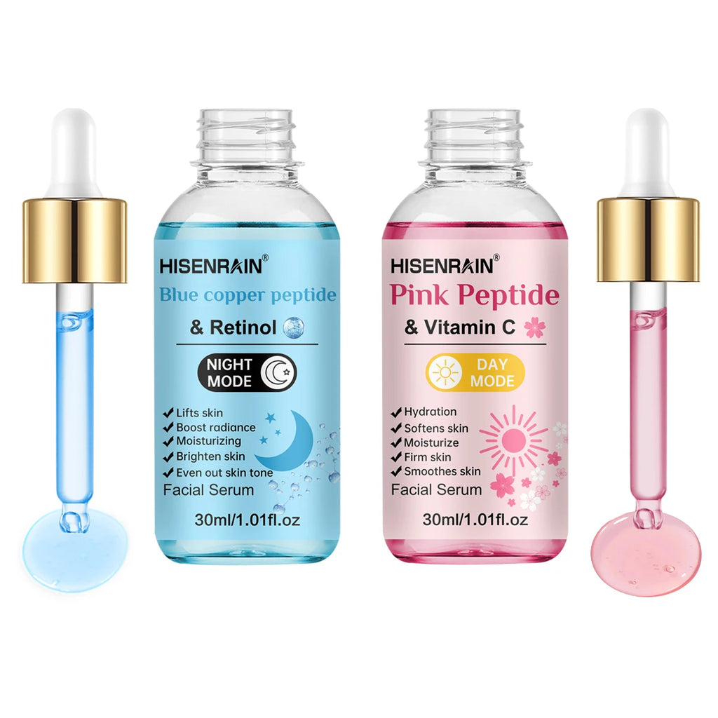 HISENRAIN Premium Pink & Blue Copper Peptide Serum - Anti-Aging, Skin Repair & Hydrating Facial Essence for Youthful Glow. Oasis Select 30ml-2