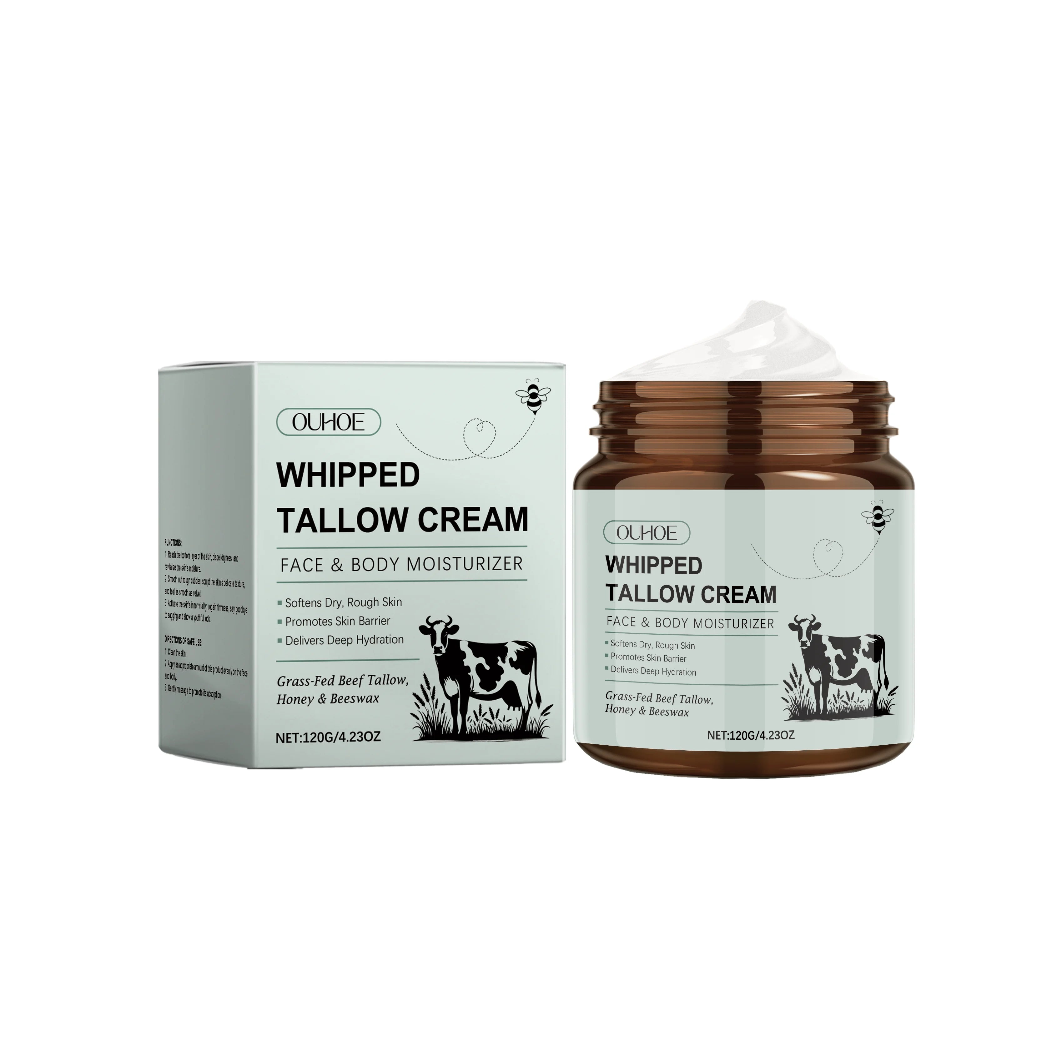 Whipped Tallow Cream Deep Nourish Fade Fine Lines Anti Aging Brighten Improve Dryness Natural Tallow Facial Moisturizing Cream Oasis Select 120g Boxed