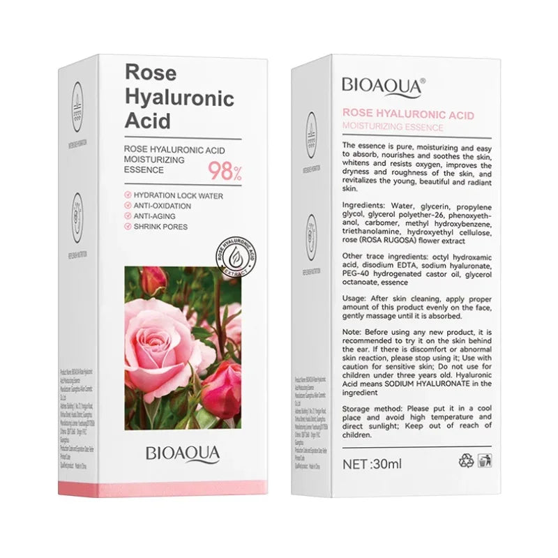 BIOAQUA Rose Hyaluronic Acid Facial Essence Moisturizing Whitening and Improving Dry Skin 30ml Oasis Select