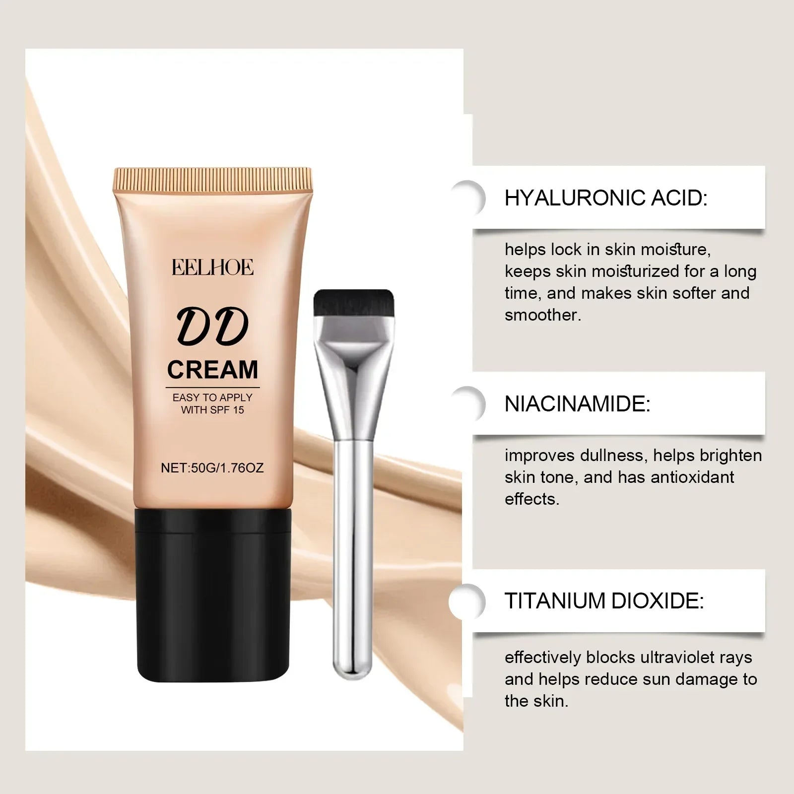 EELHOE DD Cream Foundation – Full Coverage & Oil Control Liquid Foundation Oasis Select