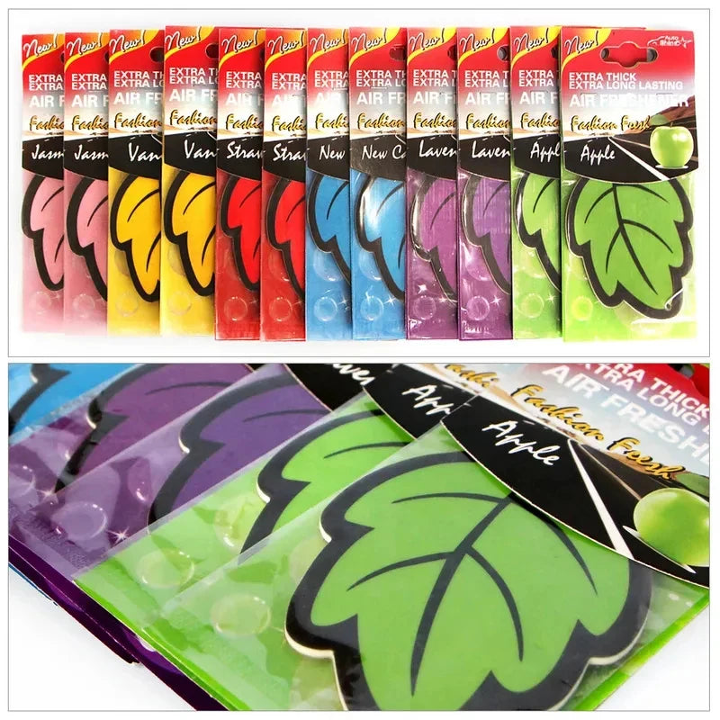6/12/24/36pcs Mix Car Air Freshener Natural Scented Tea Paper Auto Hanging Perfume Fragrance Leaf Shape Car Accessories Oasis Select