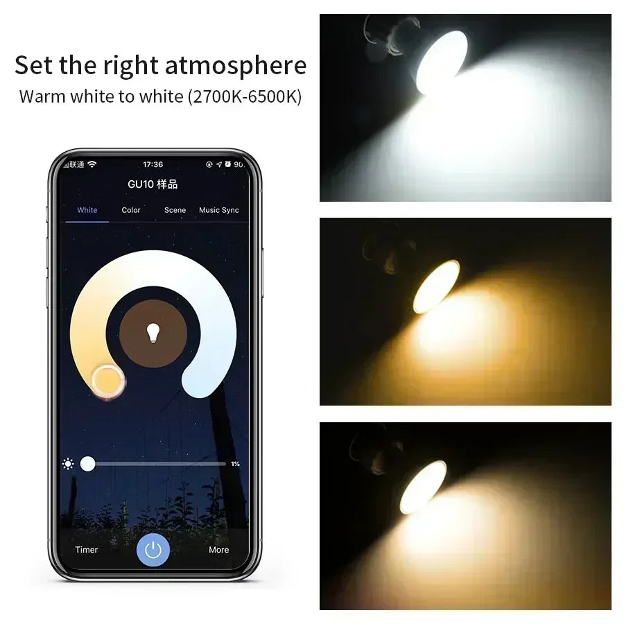 Tuya WiFi Smart GU10 LED Bulb – Alexa & Google Home, RF Remote Smart LED Spotlight Oasis Select